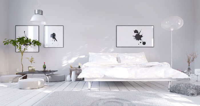 decoração-de-quartos-em-cinza-minimalista-moderno